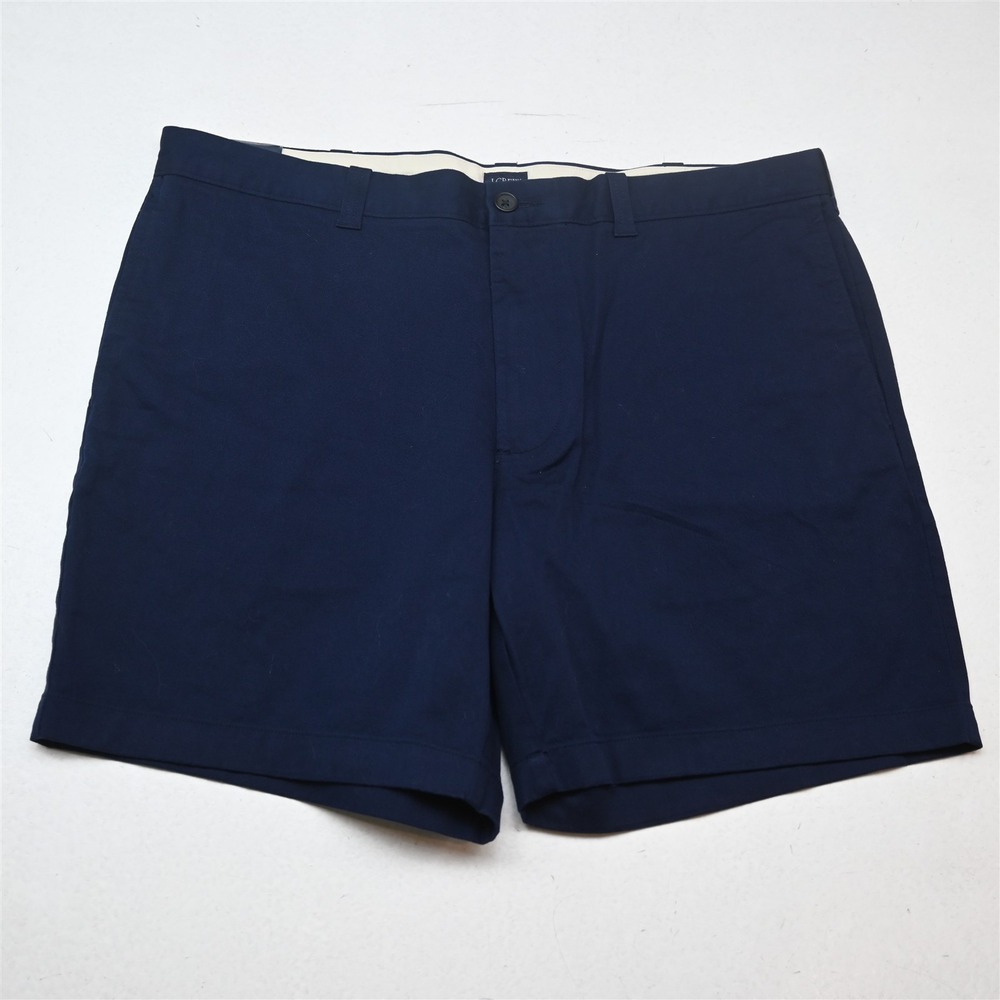 NEW J.CREW 38x7" Navy Blue L0923 Flex Flat Front Chino Mens Shorts